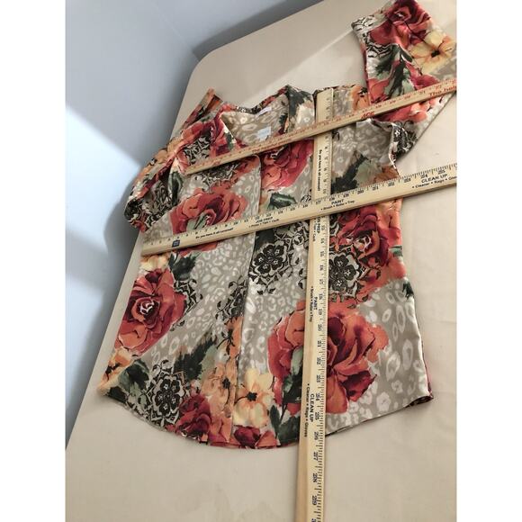 Chico’s Women Blouse 3 Long Sleeve Button Up Boho Tropical Vacation Resort Wear - Picture 6 of 7